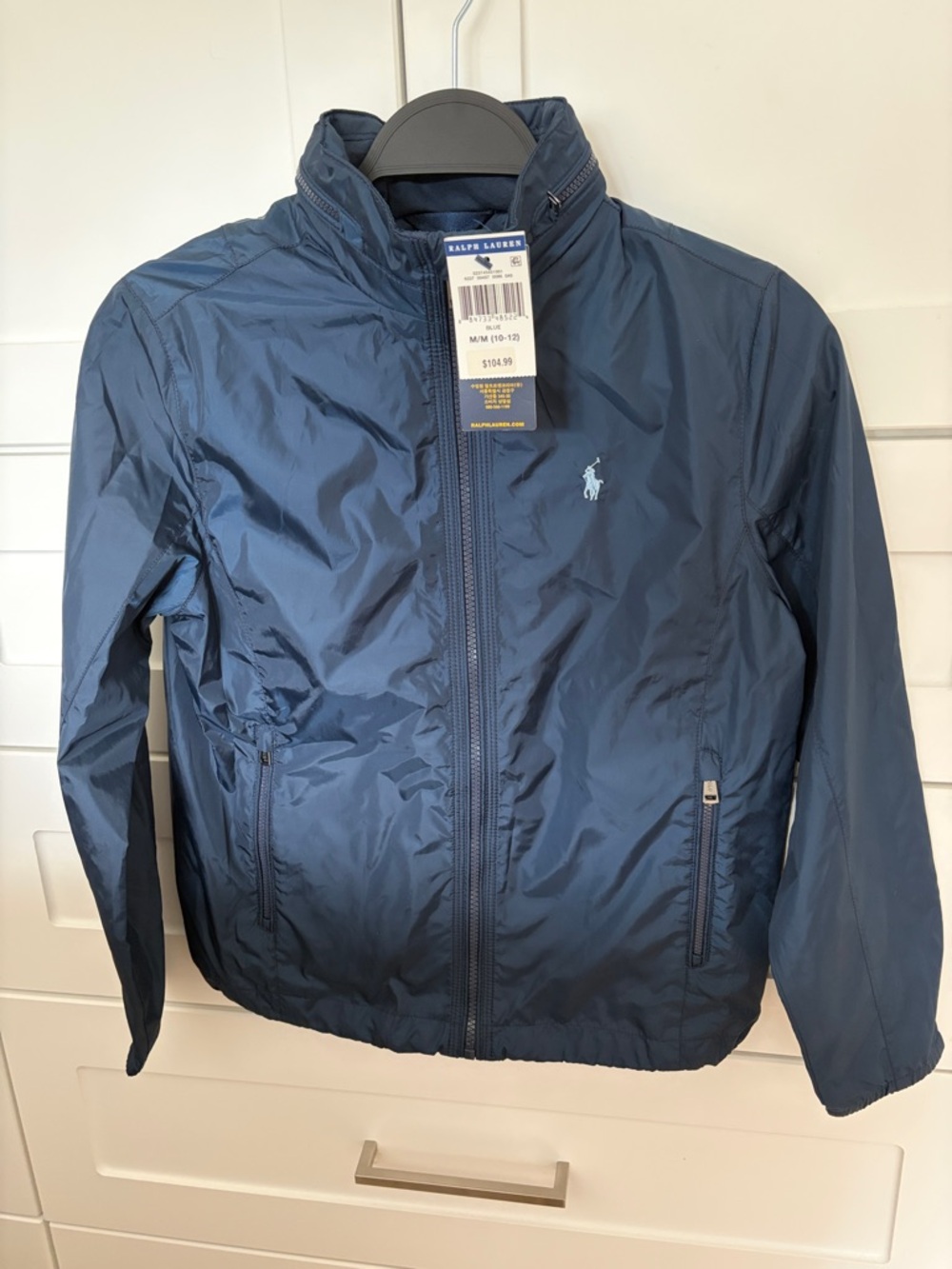 Ralph Lauren Navy Blue Lightweight Zip-Up Jacket /with hidden hood